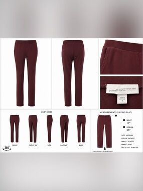 J.Jill Pure Collection Burgundy / Merlot Slim Knit Pants Med - EUC